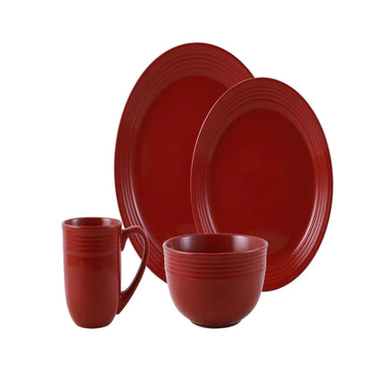 Chiara Red Stoneware Dinnerware Set, 16-Pieces