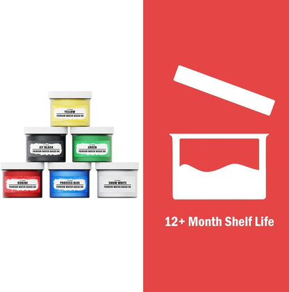 Screen Printing Ink Set (6 Color, 8 Oz.) - Ecotex® Water Based Fabric Ink, Silk Screen Ink, Ink for Shirt Printing - Screen Printing Supplies for Screen Printing Kit, Includes Discharge Activator