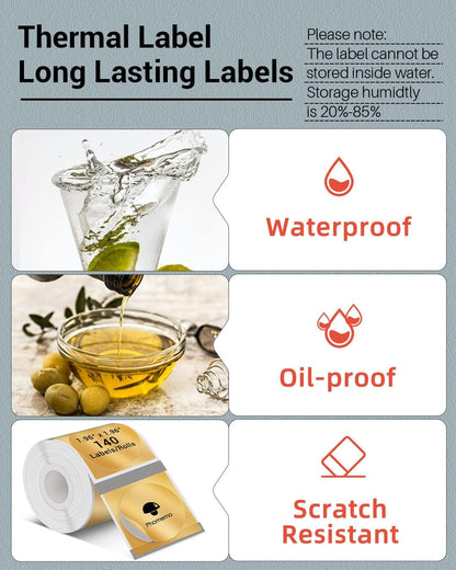 Phomemo Sticker Circle Labels- 1.96"X1.96"(50X50Mm) Thermal Label for M110/M221/M220/M120/M200, for Barcode/Address/Mailing/Logo/Business/Home Tag, Black on Golden