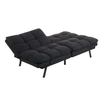 Memory Foam Futon, Black Faux Suede