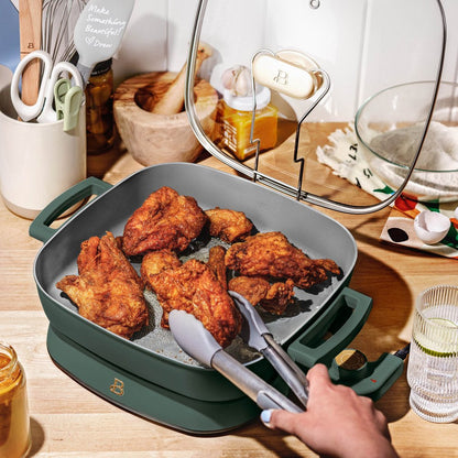 5 in 1 Electric Skillet - Expandable up to 7 Qt with Glass Lid, Thyme Green by Drew Barrymore