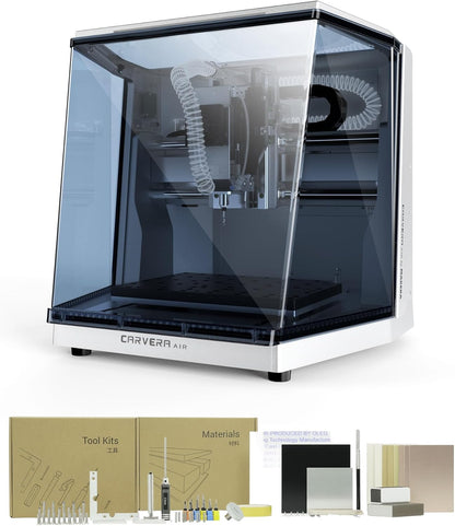 Carvera Air Desktop CNC Machine with Makera CAM, Enclosed Mini CNC Mill with Quick Tool Changer, Auto Probing, Closed-Loop Stepper Motor, High Precision 3 Axis for DIY Makers Workshops Metal Wood PCB