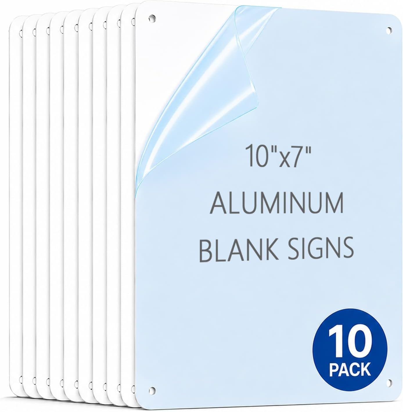 White Blank Metal Sign,10 X 7 Inches Sturdy Rust Free Aluminum Metal Signs White Color Blank Sign, Waterproof, Easy Mounting, Indoor or Outdoor Use (10)