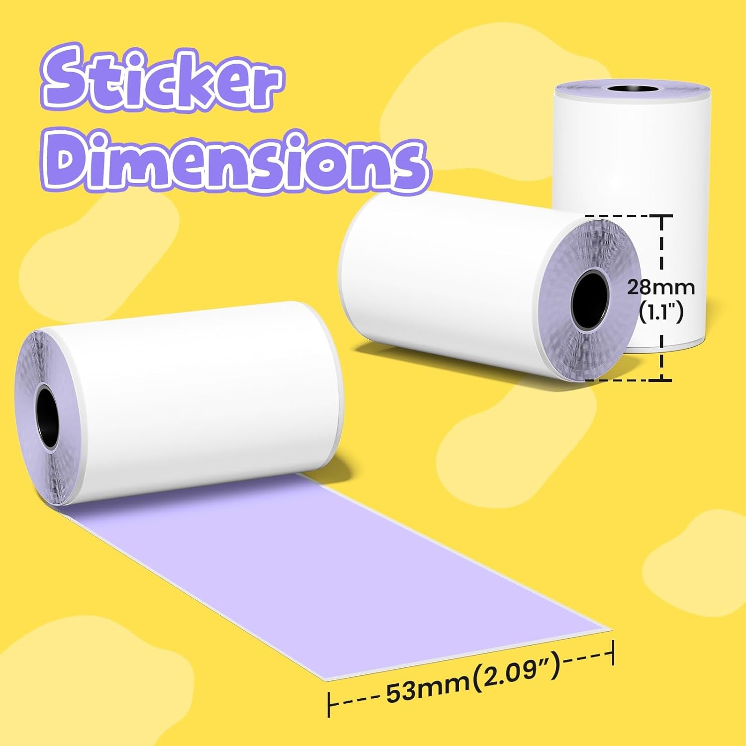 Phomemo Purple Self-Adhesive Thermal Paper, Glossy Sticker Paper Label for Phomemo M02/M02 Pro/M02S/P2S/M03/M04S Mini Sticker Printer, 50Mm X 3.5M, Diameter 28Mm, 3-Rolls, Image Time 20 Years
