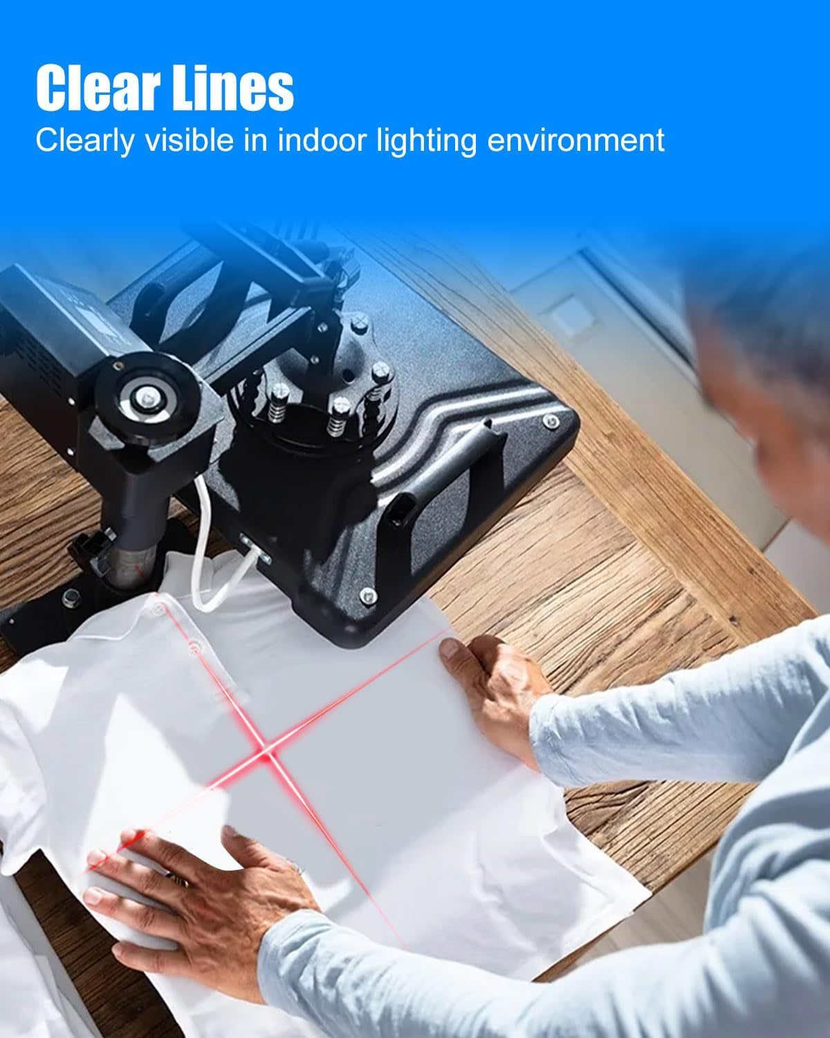 DTF Laser Positioning Tool for Hat & T-Shirt Press Machine, Precise Placement for Sublimation, Heat Press Laser Alignment System, 39 Inches Power Cord