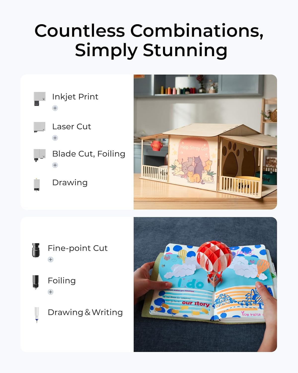 M1 Ultra Laser Cutter and Engraver Machine, 4-In-1 Craft Machine with 10W (10000Mw) Class I Laser Engraver, Inkjet Printing, Blade Cutting, Pen Drawing, Use on 1000+ Materials - Premium Bundle