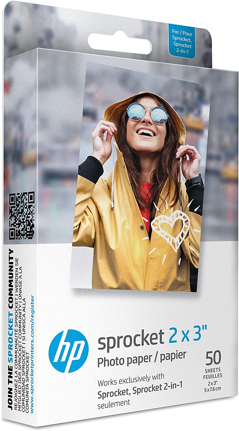 Sprocket 2X3" Premium Zink Sticky Back Photo Paper (50 Sheets) Compatible with  Sprocket Photo Printers.