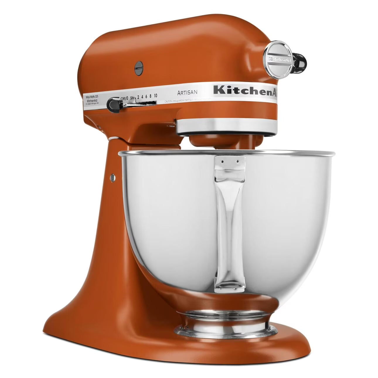 Artisan Series 5 Qt Stand Mixer, Scorched Orange with Quart Stainless Steel Bowl, Coated Flat Beater, Coated Dough Hook, 6-Wire Whip, Pouring Shield