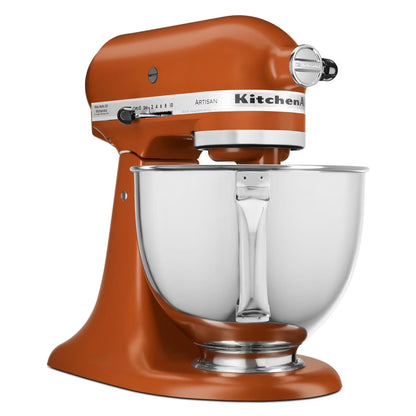 Artisan Series 5 Qt Stand Mixer, Scorched Orange with Quart Stainless Steel Bowl, Coated Flat Beater, Coated Dough Hook, 6-Wire Whip, Pouring Shield