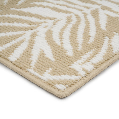 Jacquard High Low Loop Kitchen Mat 18In X 27In Papyrus Beige & Arctic White