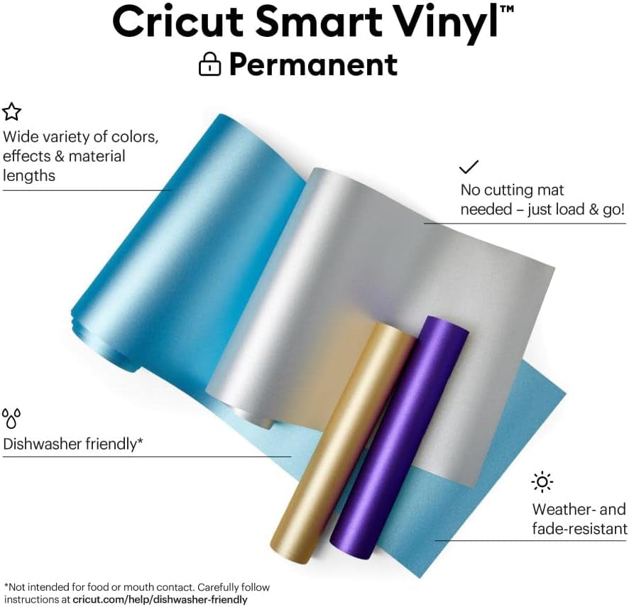 Cricut Smart Permanent Vinyl (13In X 12Ft, Shimmer Black) for Explore and Maker 3 - Matless Cutting for Long Cuts up to 12Ft