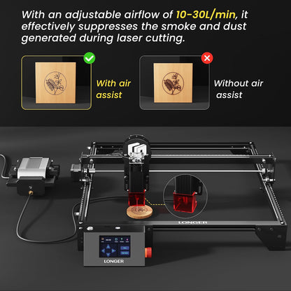 LONGER Laser Engraver Ray5 10000Mw Engraver Machine DIY CNC Laser Cutter Tool for Metal Glass Wood Working Area 15.7 "X15.7" with Air Assist Rotary Roller Kit Laser