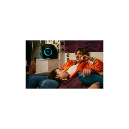 Partybox Encore Essential - Portable Party Speaker with Powerful 100W Sound, Built-In Dynamic Light Show, and Splash Proof Design - Black