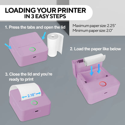 CTP500 Wireless Mini Portable Inkless Thermal Printer & Label Maker + Paper, Android & Ios (Purple)