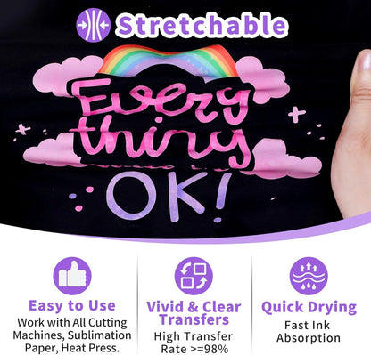 Sublimation HTV for Dark Fabric/Light Fabric 12" X 5FT - Matte White HTV Vinyl Iron on Heat Transfer Vinyl for Cotton T-Shirt Work with Sublimation Paper Sublimation Printers Heat Press