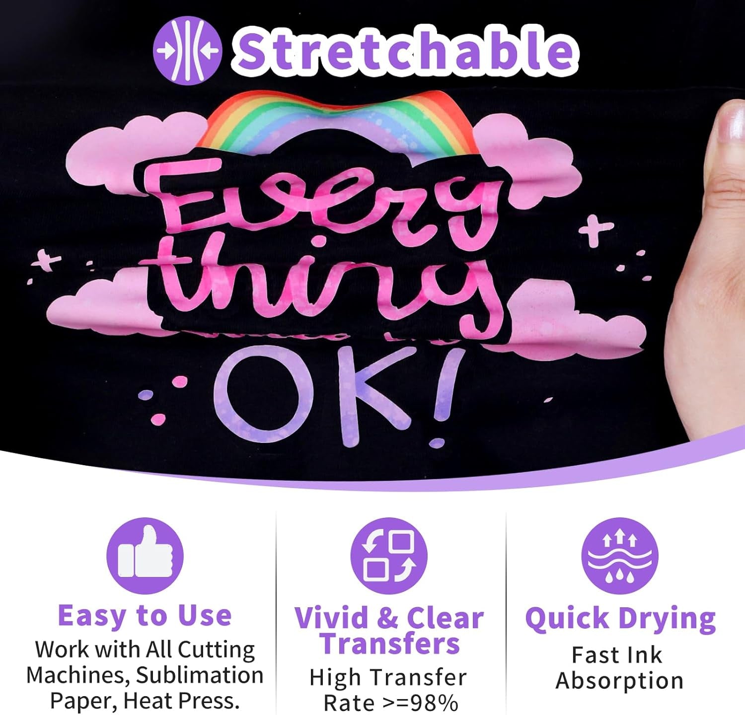 Sublimation HTV for Dark Fabric/Light Fabric 12" X 10FT - Matte White HTV Vinyl Iron on Heat Transfer Vinyl for Cotton T-Shirt Work with Sublimation Paper Sublimation Printers