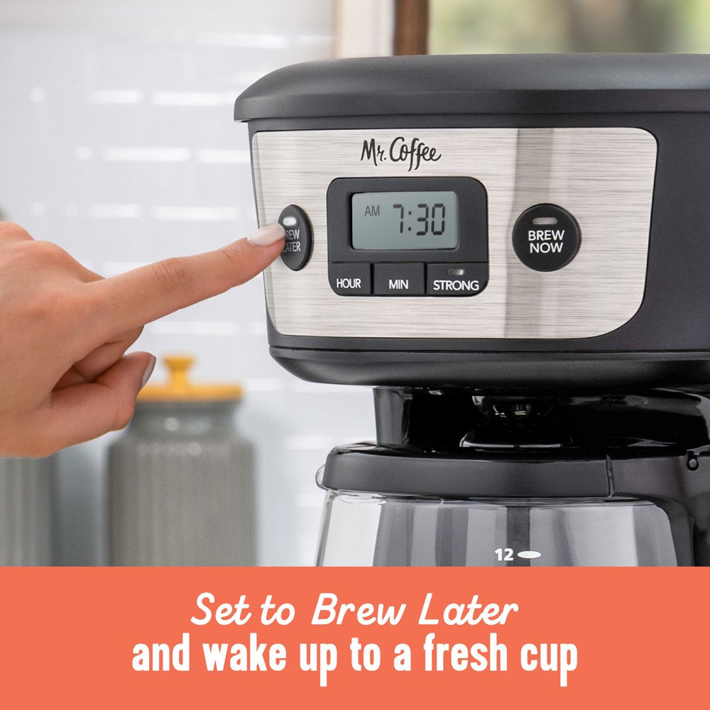 ® 12-Cup Programmable Coffee Maker with Strong Brew Selector, Stainless Steel