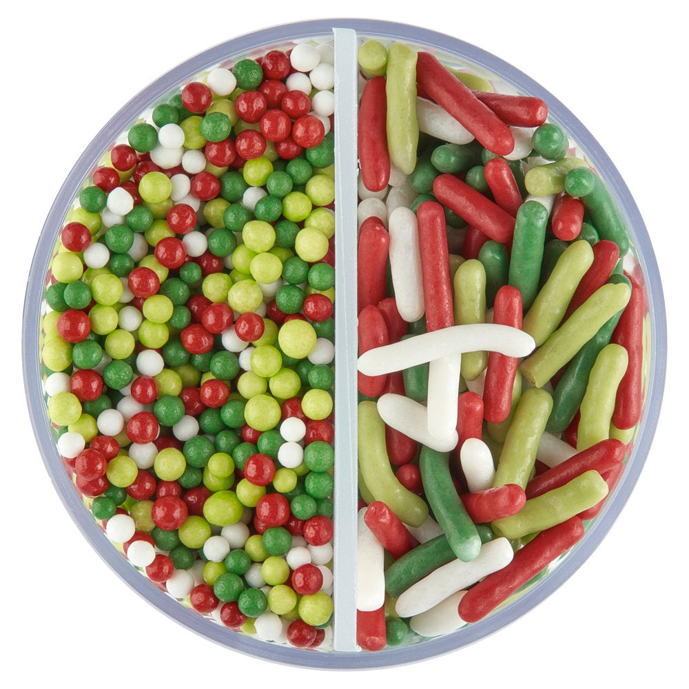 Christmas Sprinkles Twist Bottle, Jimmies and Nonpareils, Green, Red & White, 2.5 Oz.