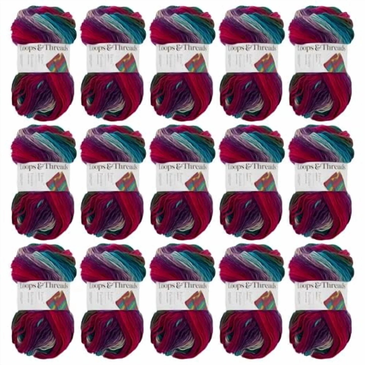 Loops & Threads Vivid Facets Yarn - Medium Weight Yarn for Knitting, Crochet, Weaving, Arts & Crafts, 15 Pack