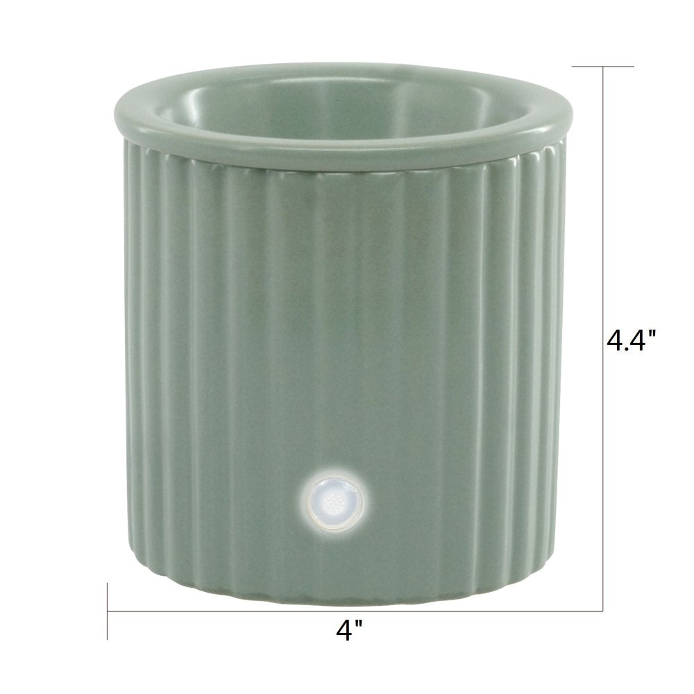 Electric Ribbed Green Ceramic Wax Warmer, Single Pack