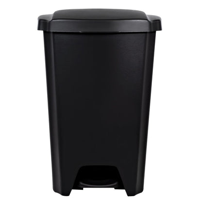 12.1 Gallon Trash Can, Plastic Step on Kitchen Trash Can, Black