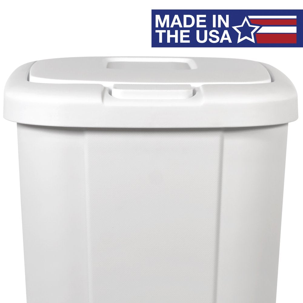 13.3 Gallon Trash Can, Plastic Touch Top Kitchen Trash Can, White