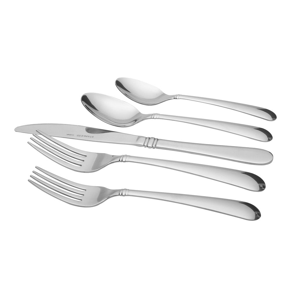 Camfield 20 Piece Stainless Steel Flatware Set, Silver Tableware Service for 4