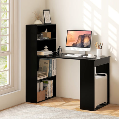 Computer Desk Writing Workstation Office W/6-Tier Storage Shelves Black