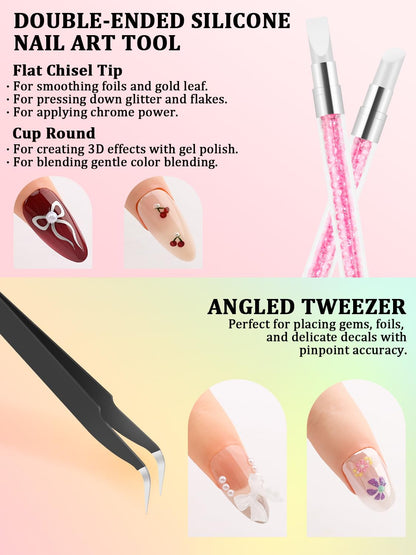 Nail Art Tools Set, Nail Stand for Press on Holder for Painting Nails, Nail Art Brushes, Liner Brushes, Nail Dotting Tool, Must Haves Design Tools Supplies Kit for Nail Tech & Beginners (Pink)