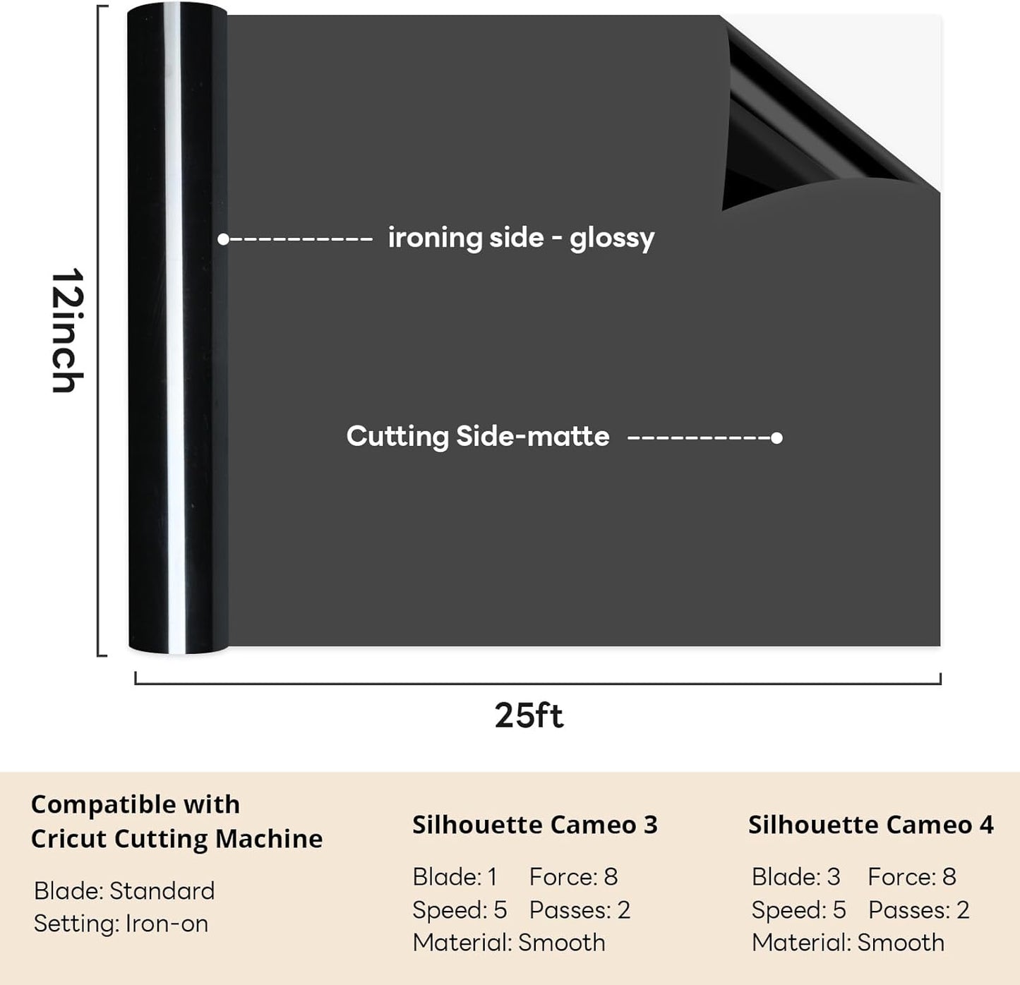 Auto Heat Press Machine - 15X15 Smart T Shirt Press Machine &  HTV Roll Heat Transfer Vinyl - 12" X 25Ft Black Iron on for T-Shirts, Easy to Weed & Transfer HTV