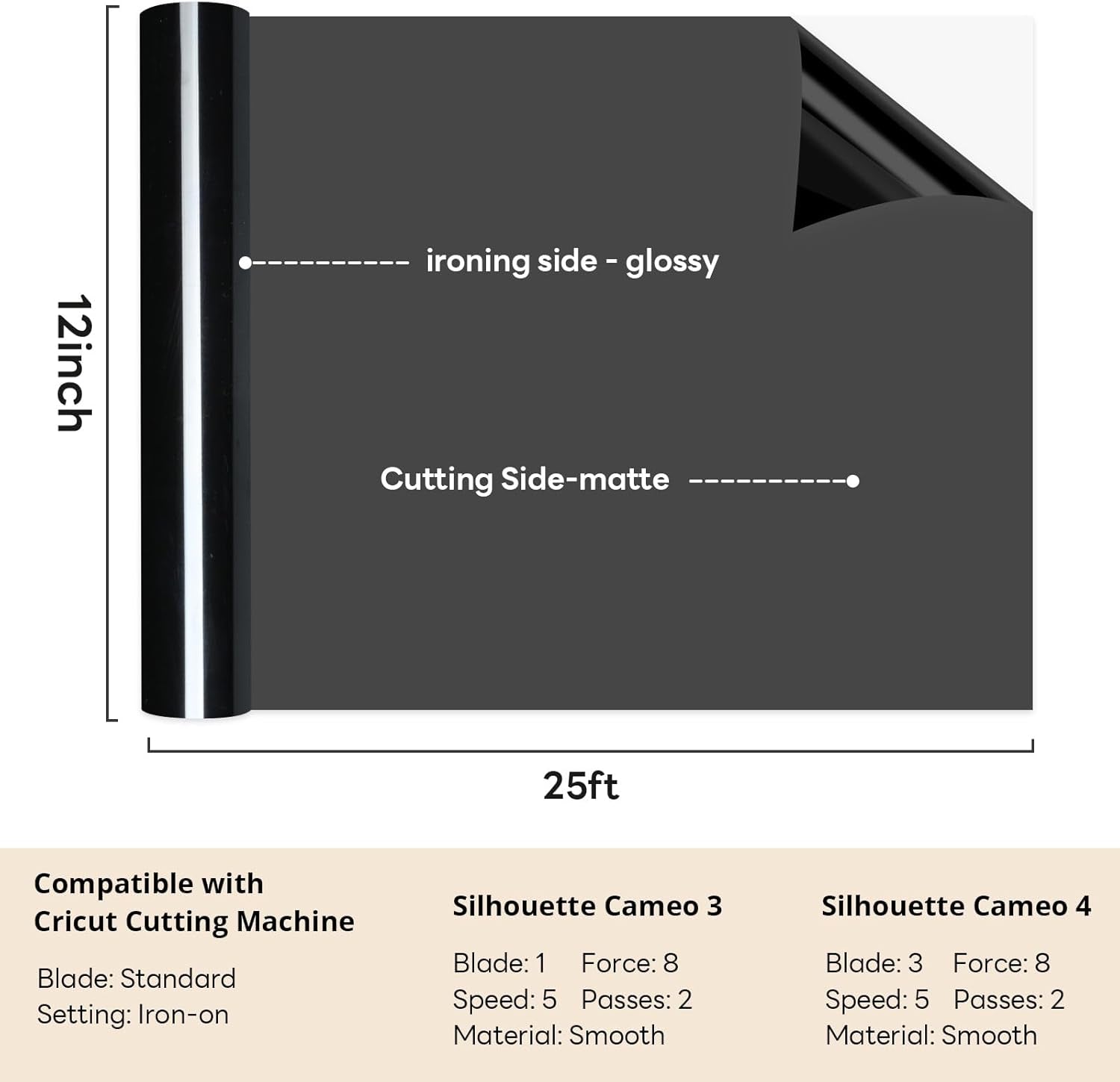 Auto Heat Press Machine - 15X15 Smart T Shirt Press Machine &  HTV Roll Heat Transfer Vinyl - 12" X 25Ft Black Iron on for T-Shirts, Easy to Weed & Transfer HTV