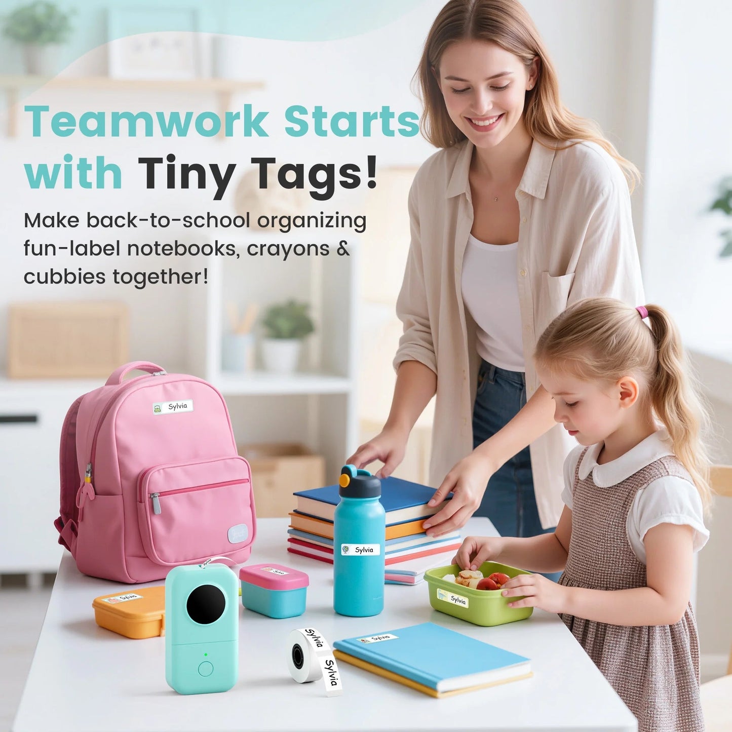 D30 Thermal Label Printer, Bluetooth Wireless Mini Pocket Smartphone Label Maker Machine with Tape, Compatible with Ios/Android, for Home, Office, and Supermarket(Gn)