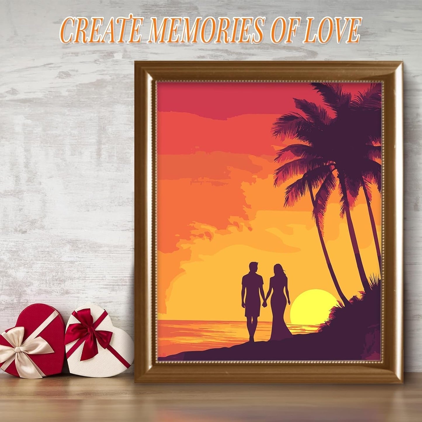 Paint by Number Kits for Adults, Beach Sunset Couple Easy Paint by Numbers Kits for Beginner, Adult Paint by Numbers on Canvas for Relax Gift Home Wall Decor 16X20In