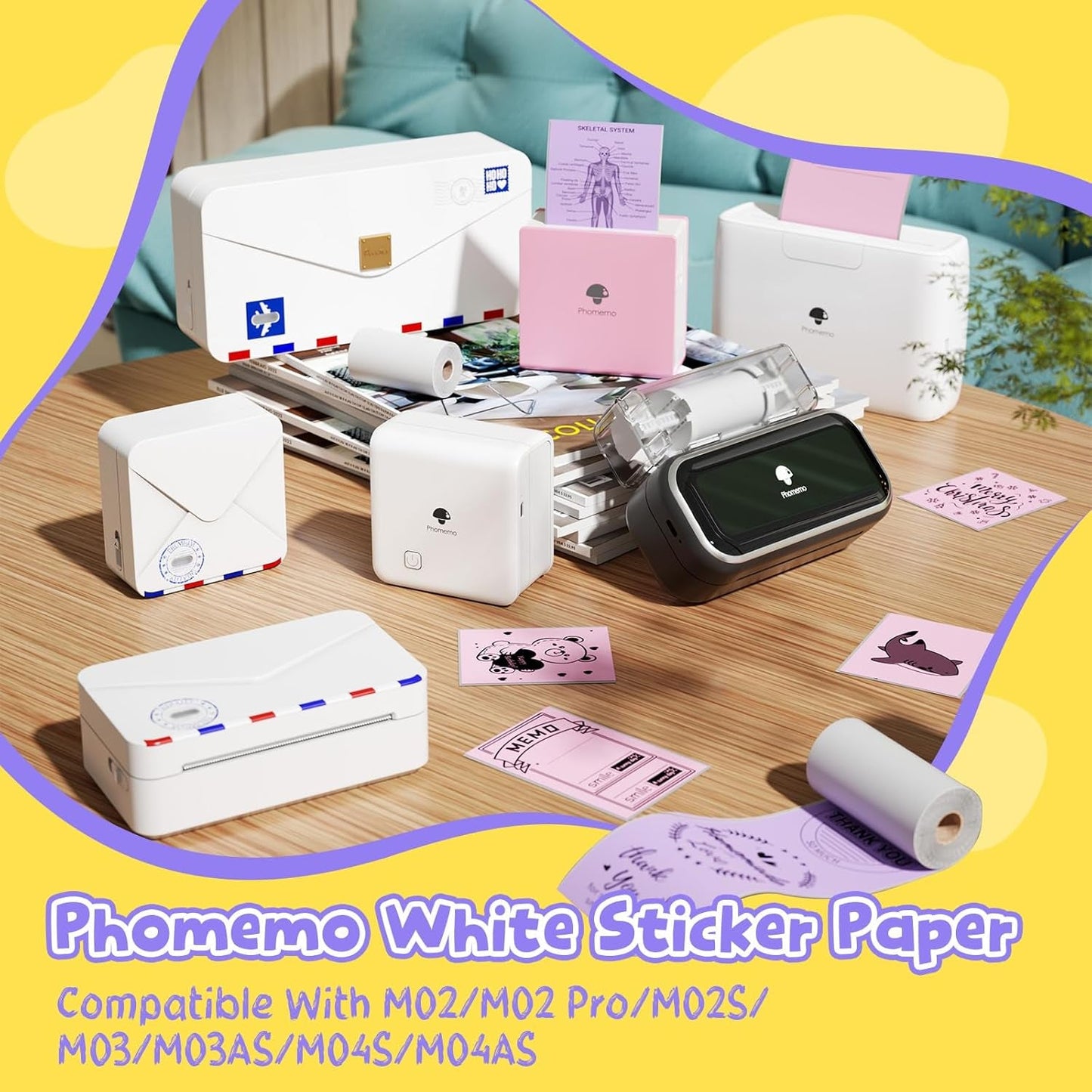 Phomemo Purple Self-Adhesive Thermal Paper, Glossy Sticker Paper Label for Phomemo M02/M02 Pro/M02S/P2S/M03/M04S Mini Sticker Printer, 50Mm X 3.5M, Diameter 28Mm, 3-Rolls, Image Time 20 Years
