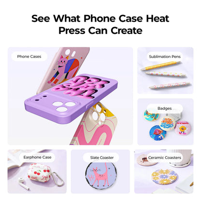 HTVRONT Auto Heat Press 2+ H17 Phone Case Heat Press +Tumbler Heat Press All-In-One Bundle