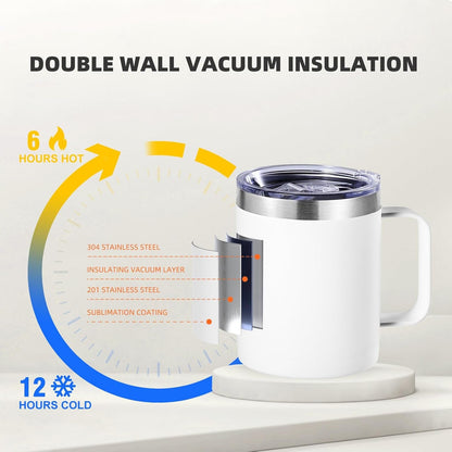 Colorsub 12Oz Sublimation Coffee Mugs with Handle Straight Matte Travel Coffee Cups Insulated Stainless Steel Tumblers with Gift Box, Heat Tape for Hot Cold Drinks, 8 Pack