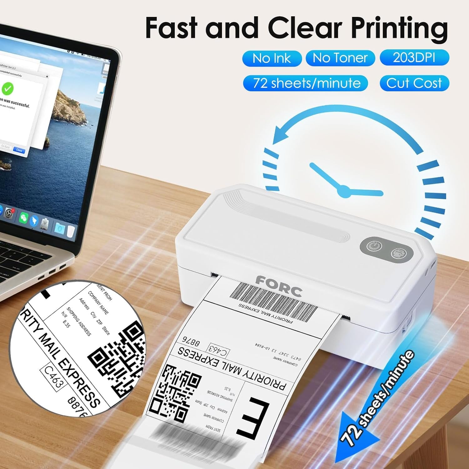 Shipping Label Printer,4X6 Thermal Label Printer for Small Business & Office Package,Compatible with Android, Ios, Windows and Mac, Widely Used for Amazon,Ups,Etsy,Usps