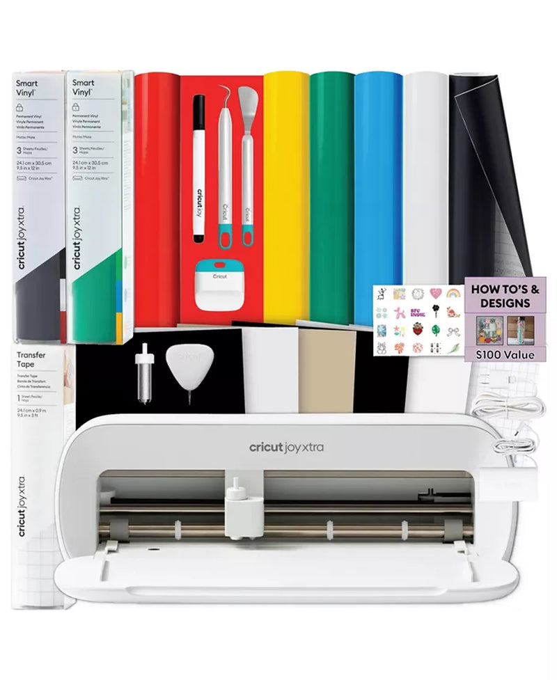 Joy Xtra Die-Cutting Machine with Smart Vinyl Sampler Packs, Transfer Tape and Tool Set Bundle