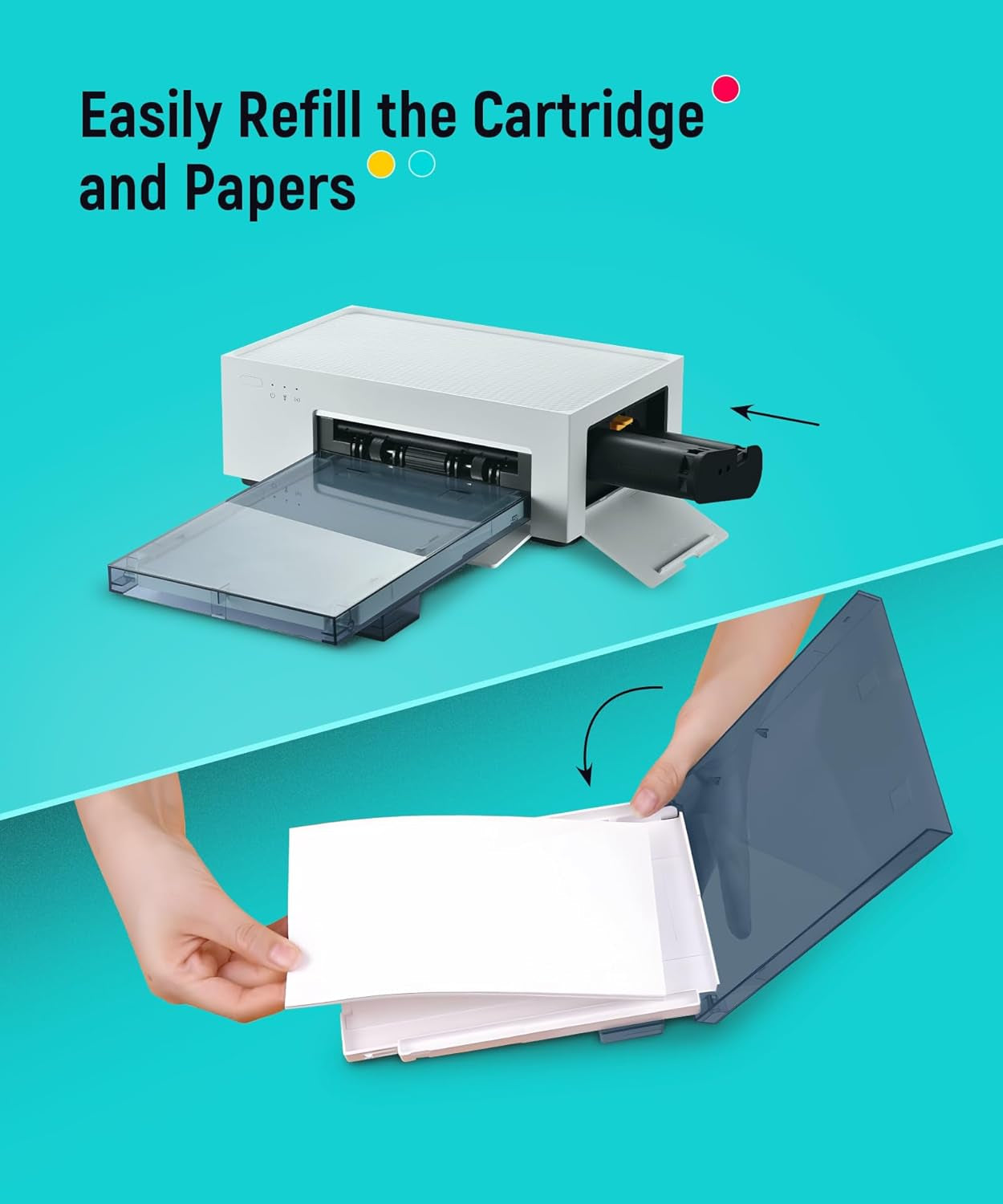 Liene Amber M100/M200/M110/M210 4X6" Photo Printer 80 Sheets Photo Paper & 2 Ink Cartridges Refill, Dye Sublimation, Only for Liene DHP512/DHP513/DHP514/DHP515 Printer, for Display, Framing, Scrapbook