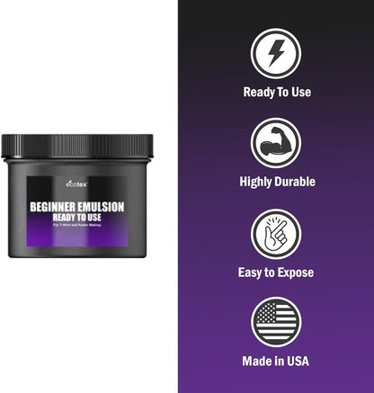 Ecotex® Beginner Screen Printing Emulsion (8 Oz.) - Pre-Sensitized Ready to Use Photo Emulsion for Silk Screens and Fabric - for Plastisol Ink and Water Based Ink, Screen Printing Supplies