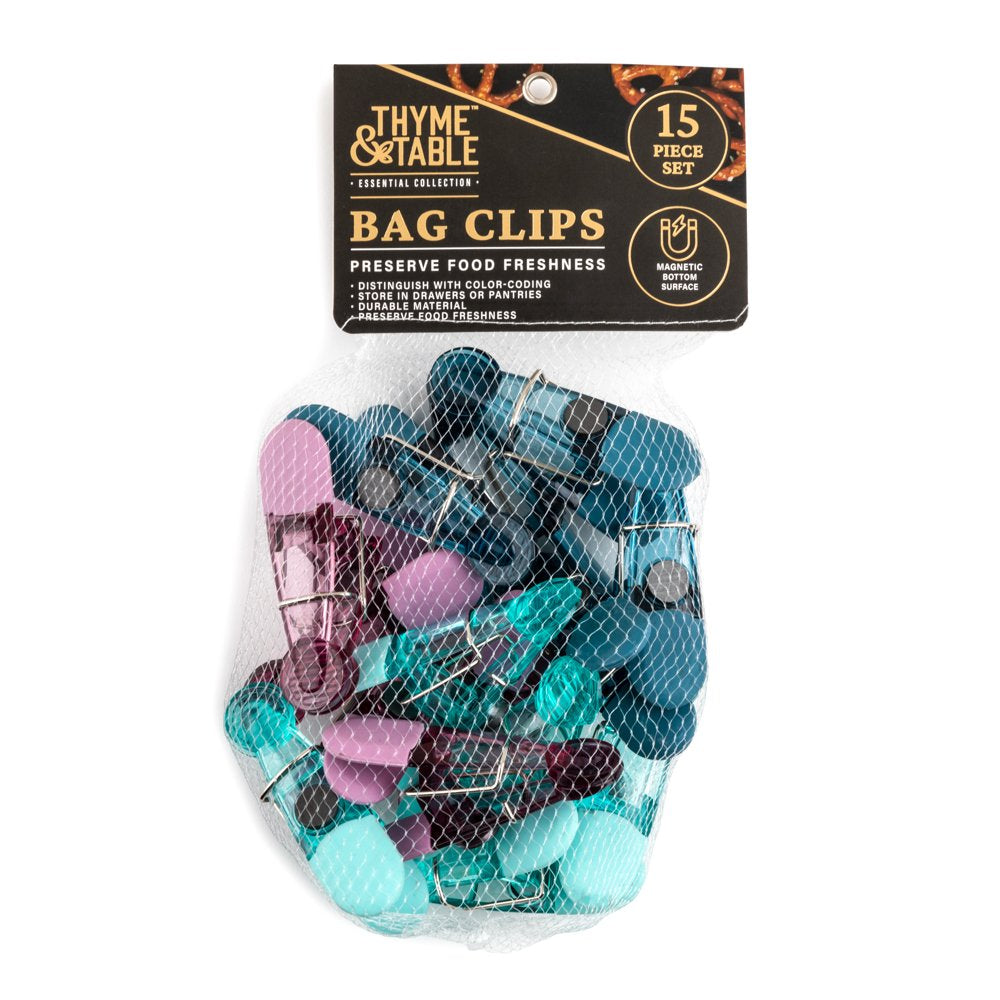 Magnetic Bag Clips, 15-Piece Set, Multi Color