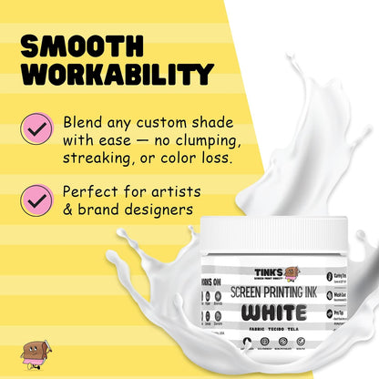 Tinks® Screen Printing Ink Set (6 Color - 4 Oz.) —Screen Printing Fabric Ink for Cotton and Polyester, for Silk Screens and Linocut, Opaque Fabric Paint—Paintmaking Supplies for Shirts and Tote Bags