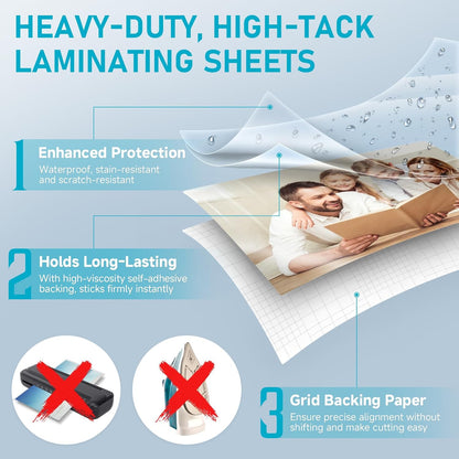 Self Adhesive Laminating Sheets 20 Pack, 8X11'', No Heat Laminating Sheets | 4Mil No Machine Needed Instant Self Sealing Laminating Sheets-Dry Erase-Lasting Protection for Home and Office