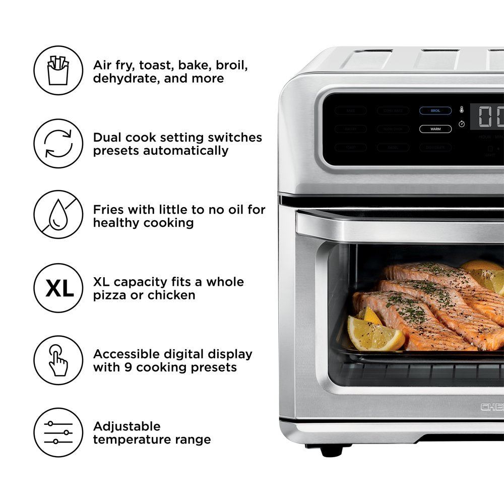 Toast-Air Dual-Function Air Fryer + Toaster Oven, Stainless Steel, 20 Liter