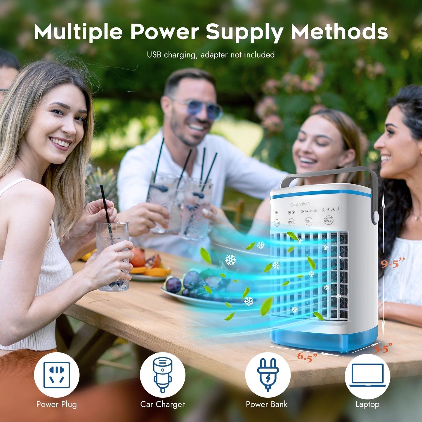 3-In-1 Evaporative Air Cooler 4-Speed Portable Conditioner Cooling Fan 700Ml Mini Humidifier