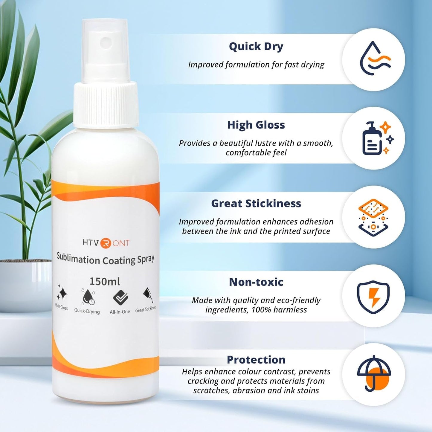 HTVRONT Sublimation Coating Spary for Cotton Shirts 150Ml, Sublimation Spray for All Fabric, Canvas, Carton, Pillow, Sublimation Spray Quick Dry & High Gloss, Vibrant Color & Strong Adhesion