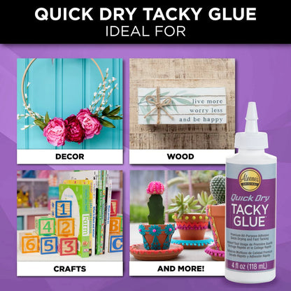 Aleene'S Quick Dry Tacky Glue, Premium All-Purpose Adjesove, Quick Drying and Fast Tacking, 4 Fl Oz 3-Pack