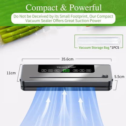 TINANA Cordless Vacuum Sealer Machine, 75Kpa Food Vacuum Sealer with 4000Mah Rechargeable Battery, Portable Food Saver, Dry & Moist Modes, 15 Bags