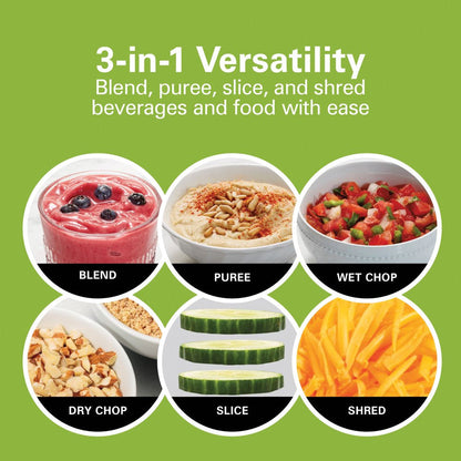 Multiblend Kitchen System, 3-In-1 Blender with Food Processor Attachment, 52 Oz. Blending Jar, and 20 Oz. Travel Jar, Black, 58176