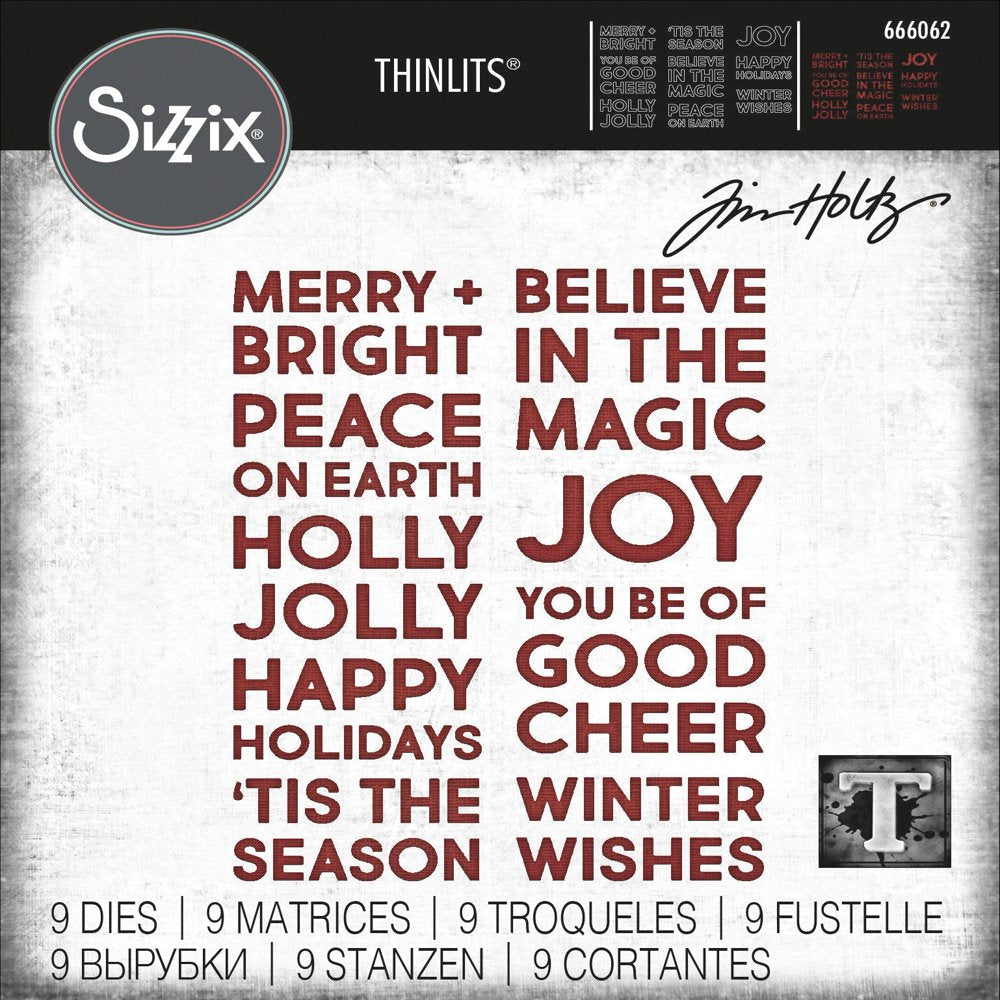 Thinlits Dies by Tim Holtz 9/Pkg-Bold Text Christmas